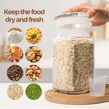 ComSaf Large Square Glass Pantry Jar with Lid 78 oz Wide Mouth | Flour sugar rice, Pasta cereal, Laundry detergent, Pantry organization, Large capacity, Cabinet organization, Dry goods