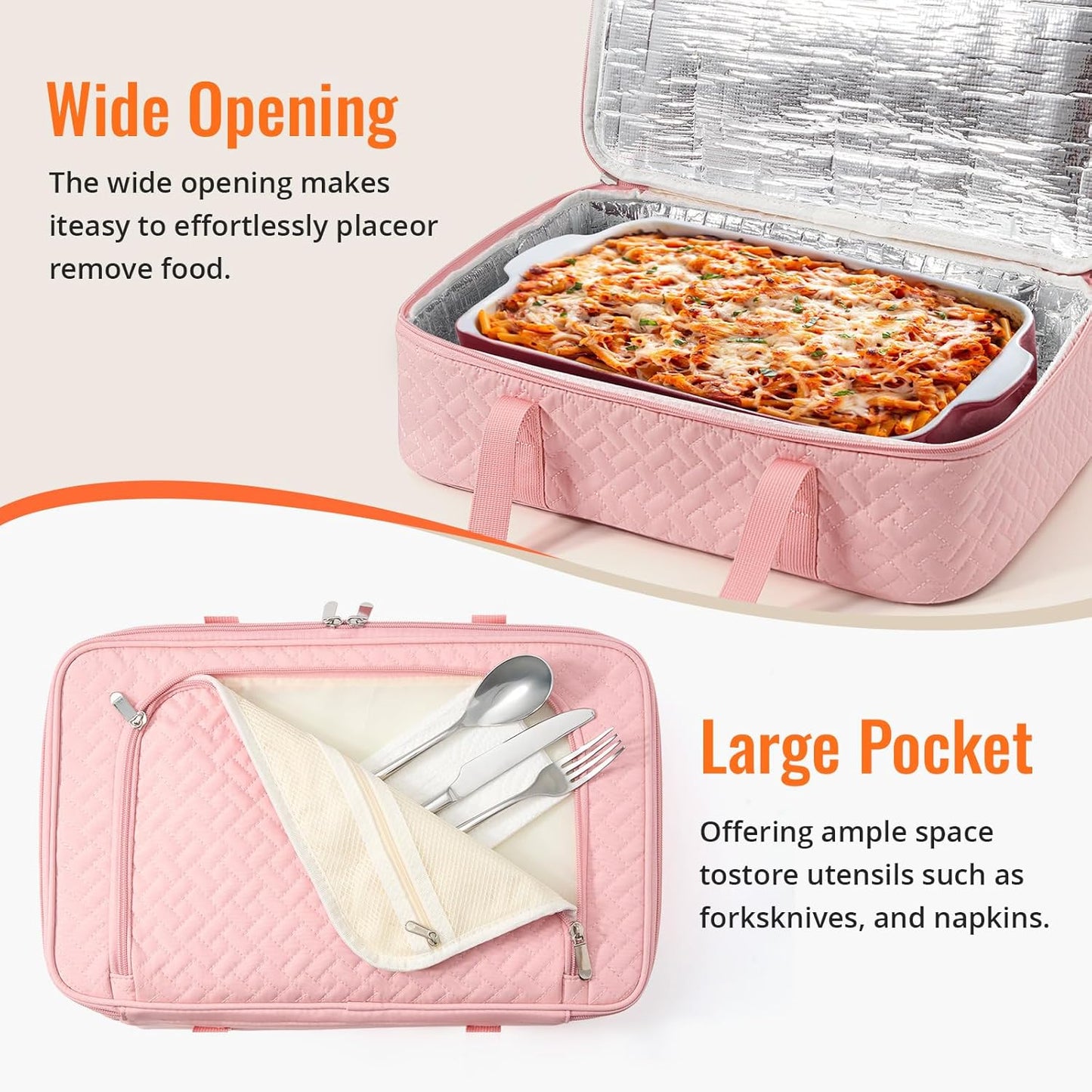 Insulated Casserole Carrier - Portable Casserole Carrier for Hot or Cold Food, Lasagna Holder for Parties,Picnic,Cookouts,Traveling - Fits 9" x 13" Baking Dish (Beige)