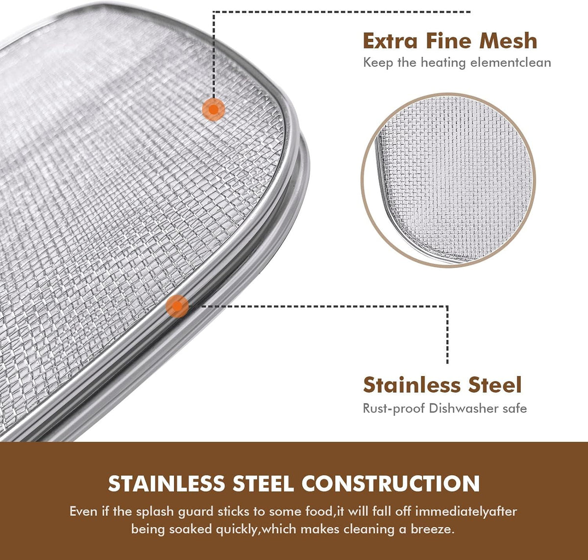 Stainless Steel Splatter Shield for Ninja Foodi AG301, Air Fryer Accessories for Ninja Foodi 5-in-1 Indoor Grill, Replacement Parts Splatter Screen for Ninja Foodi AG300, AG300C,AG301C, AG302, AG400