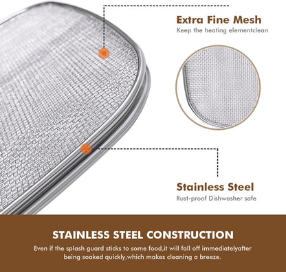 Stainless Steel Splatter Shield for Ninja Foodi AG301, Air Fryer Accessories for Ninja Foodi 5-in-1 Indoor Grill, Replacement Parts Splatter Screen for Ninja Foodi AG300, AG300C,AG301C, AG302, AG400
