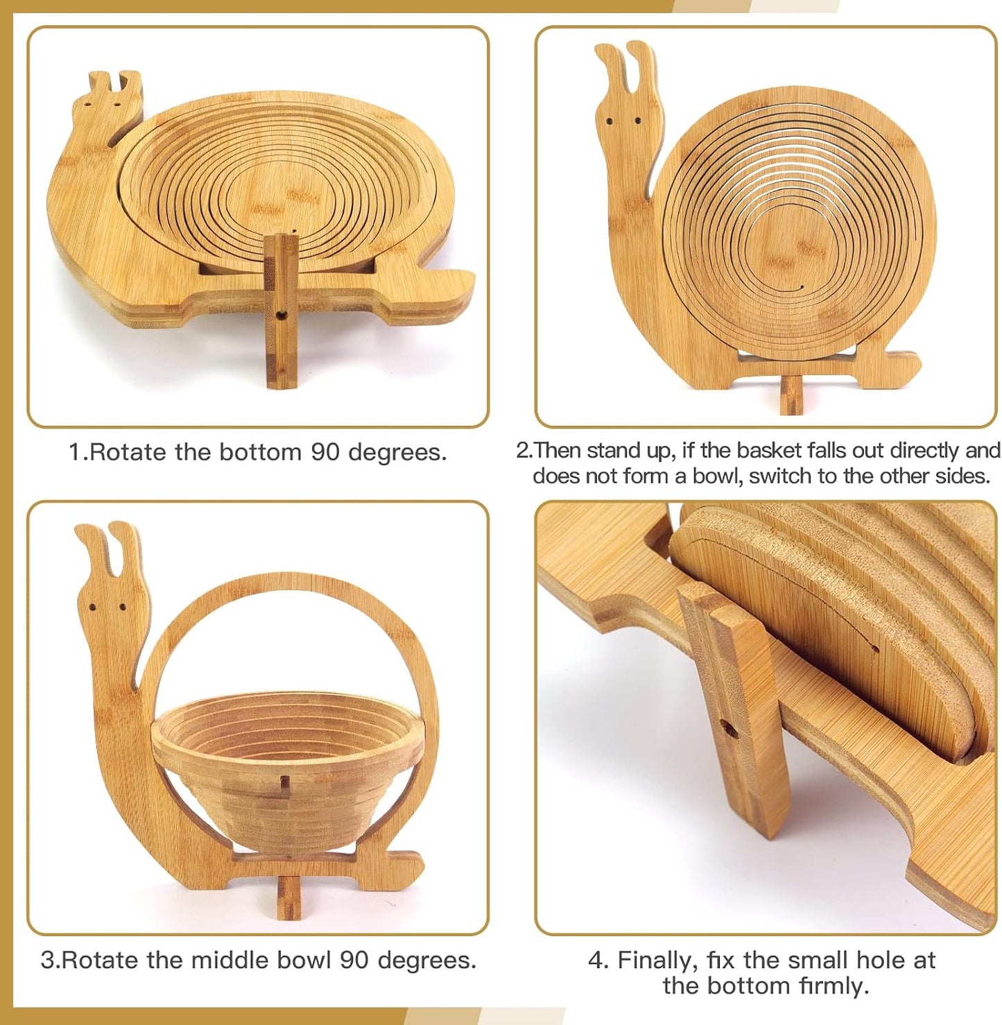 MYOSOTIS Foldable Fruit Basket Collapsible Bamboo Fruit and Veggie Basket Fruit Bowl Holder and Dried Fruit Basket For Holiday Party (Duck)
