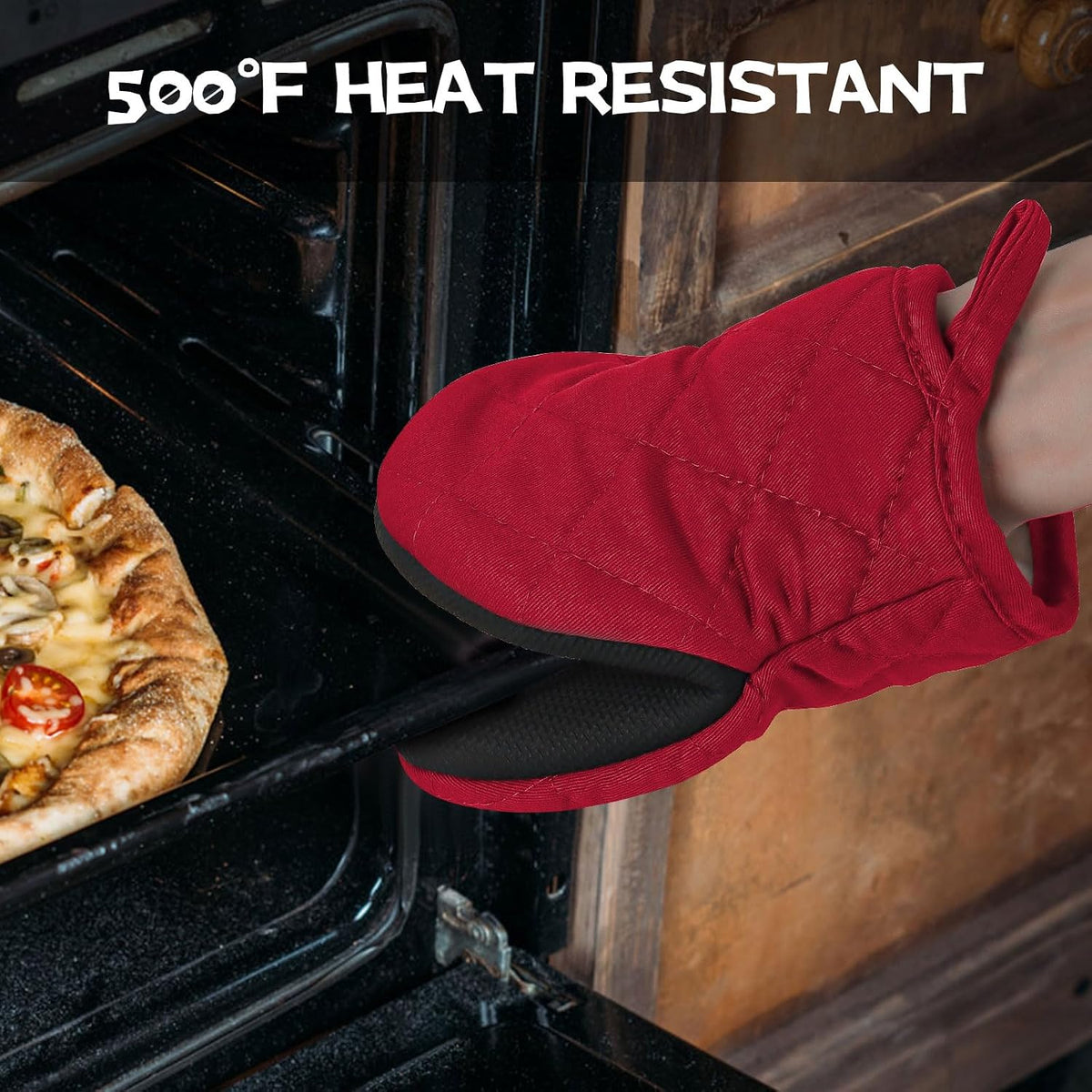 Goldmeet Mini Oven Mitts 2-Pack, 7"x5.5", 500°F Silicone Grip, Gray