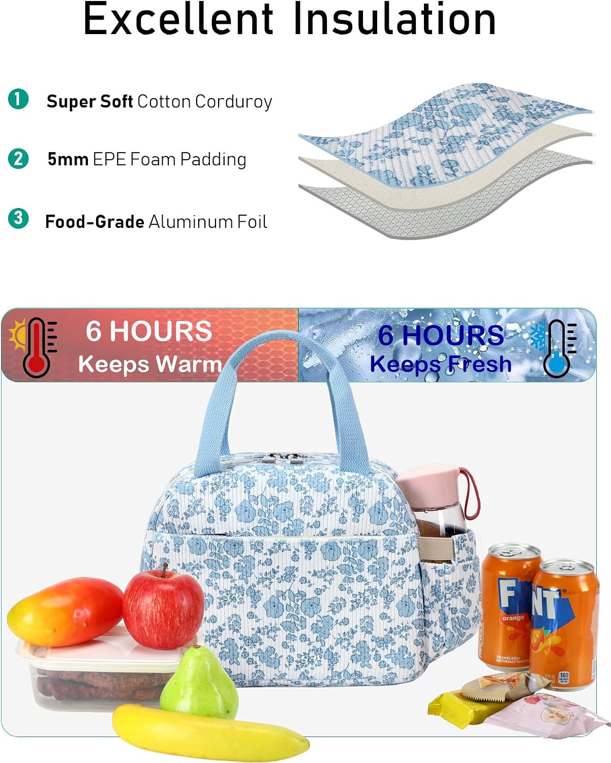 Lunch Box Lunch Bag Insulated Lunchbox Cute Reusable Lunch Tote bags for School Work Picnic for Kids Girls Women (Pink Bowknot)