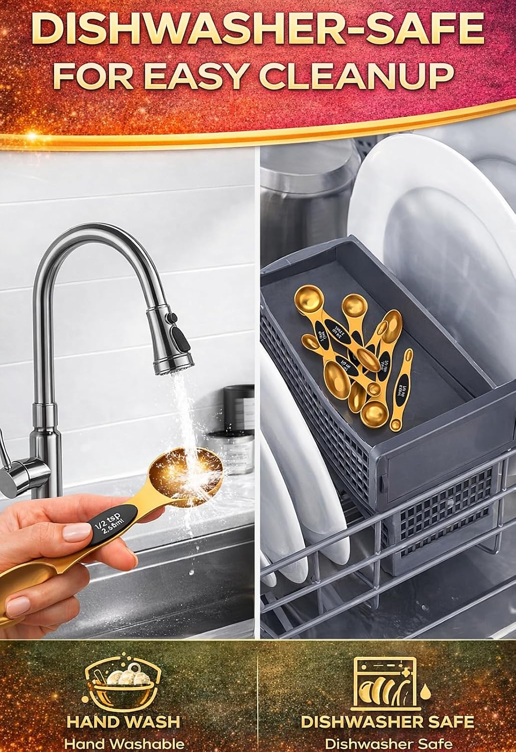 Magnetic Measuring Cups and Spoons Set304 Stainless Steel Dual Scale Set of 15, Strong N52 Magnetic Nesting Design with Leveler, for Dry&Liquid Ingredients, Dishwasher Safe(Colorful)