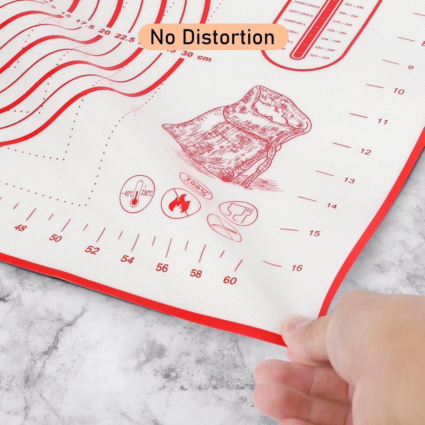 Silicone Pastry Baking Mat Dough - 16x24Inch Large Non Stick Slip Cookie Bread Rolling Mats Sheet, Kitchen Counter Kneading Cooking Board Pad Matt with Measurement for Pie Pizza Cookies Fondant Making