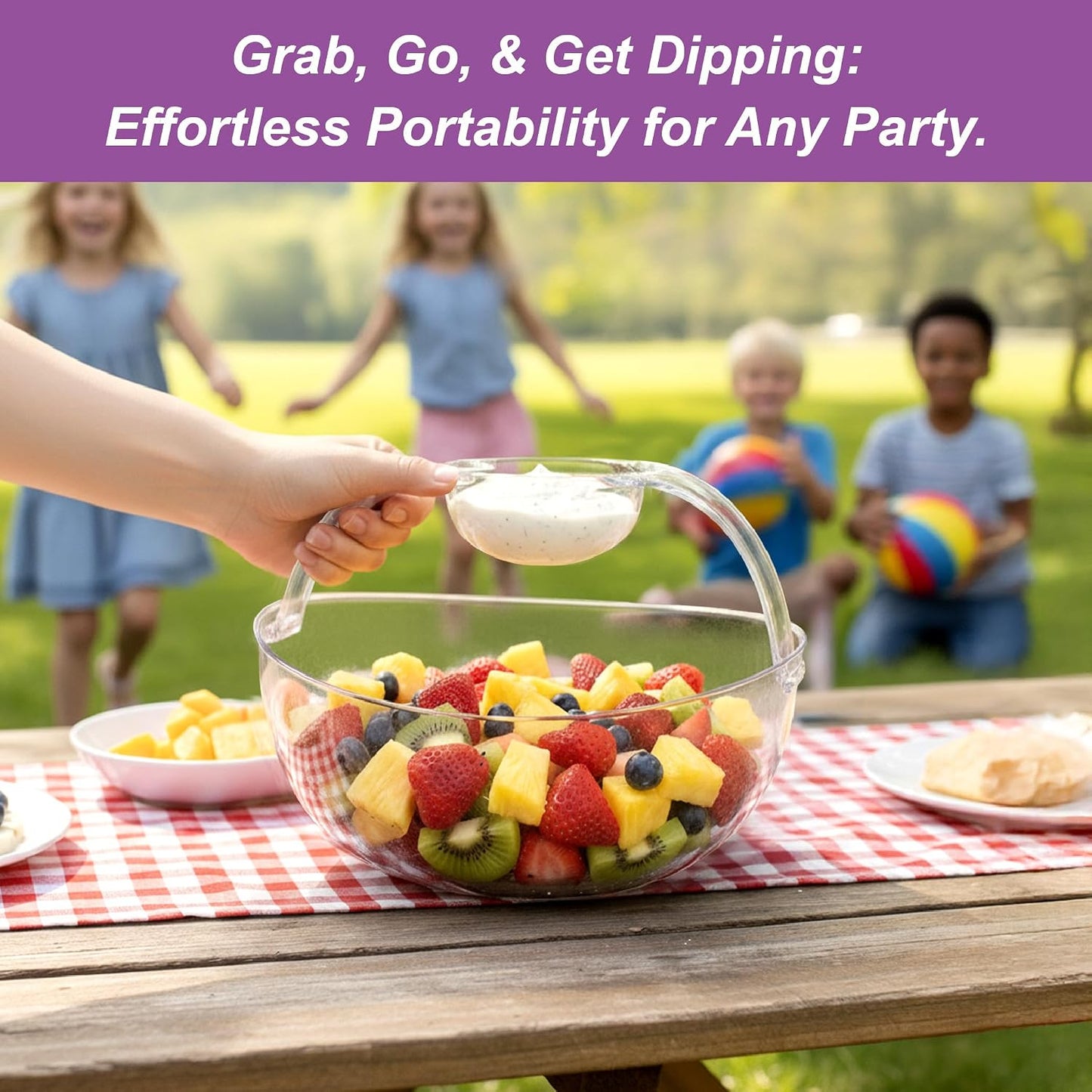 Amazing Abby - Charlotte - Plastic Chip and Dip Bowl, Clear Serving Platter, Unbreakable Party Appetizer Tray, BPA-Free, Dishwasher-Safe, Great for Chips, Salsa, Veggies, Snacks, and More