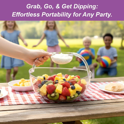 Amazing Abby - Charlotte - Plastic Chip and Dip Bowl, Clear Serving Platter, Unbreakable Party Appetizer Tray, BPA-Free, Dishwasher-Safe, Great for Chips, Salsa, Veggies, Snacks, and More