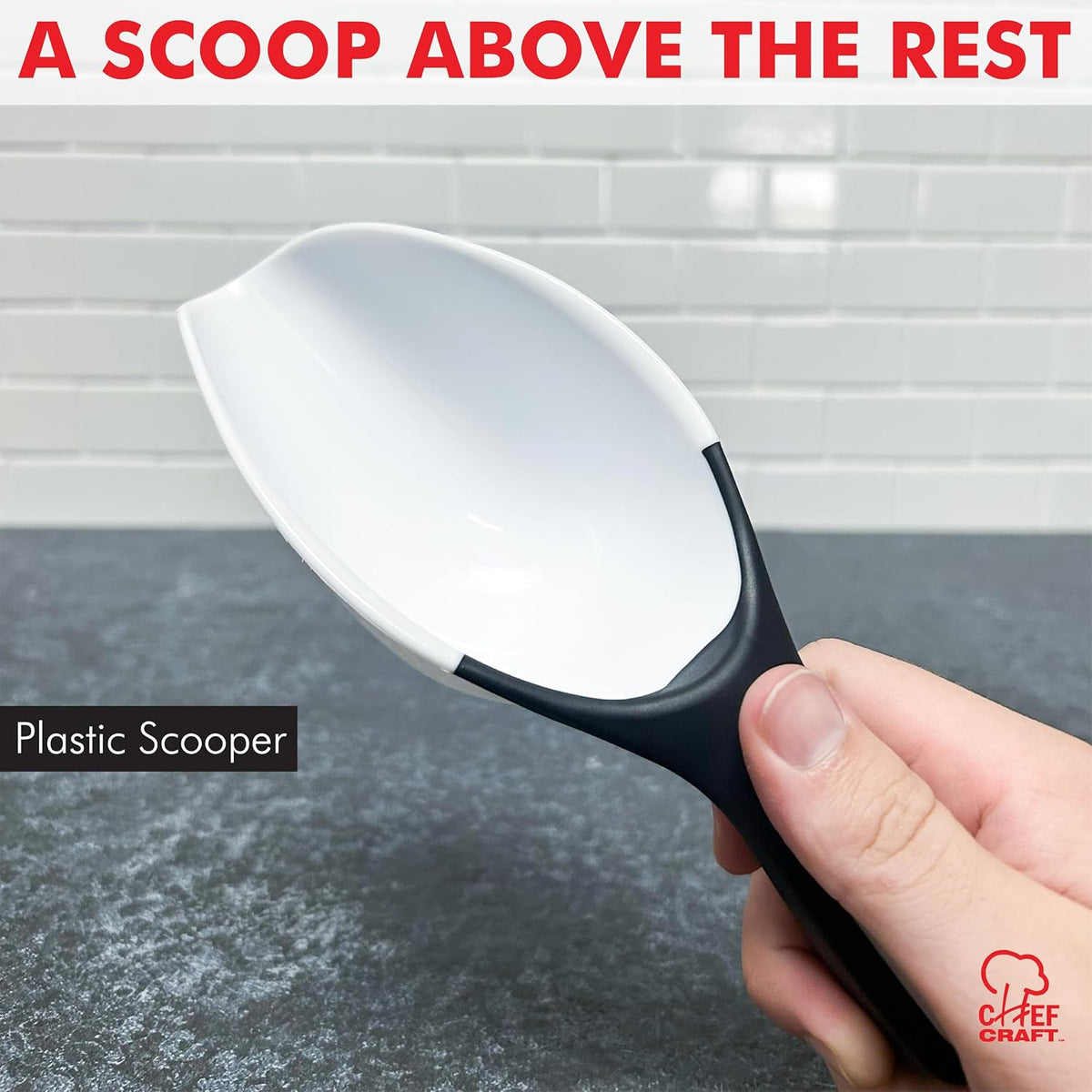 Chef Craft Select Plastic Scoop, 1 Cup, White