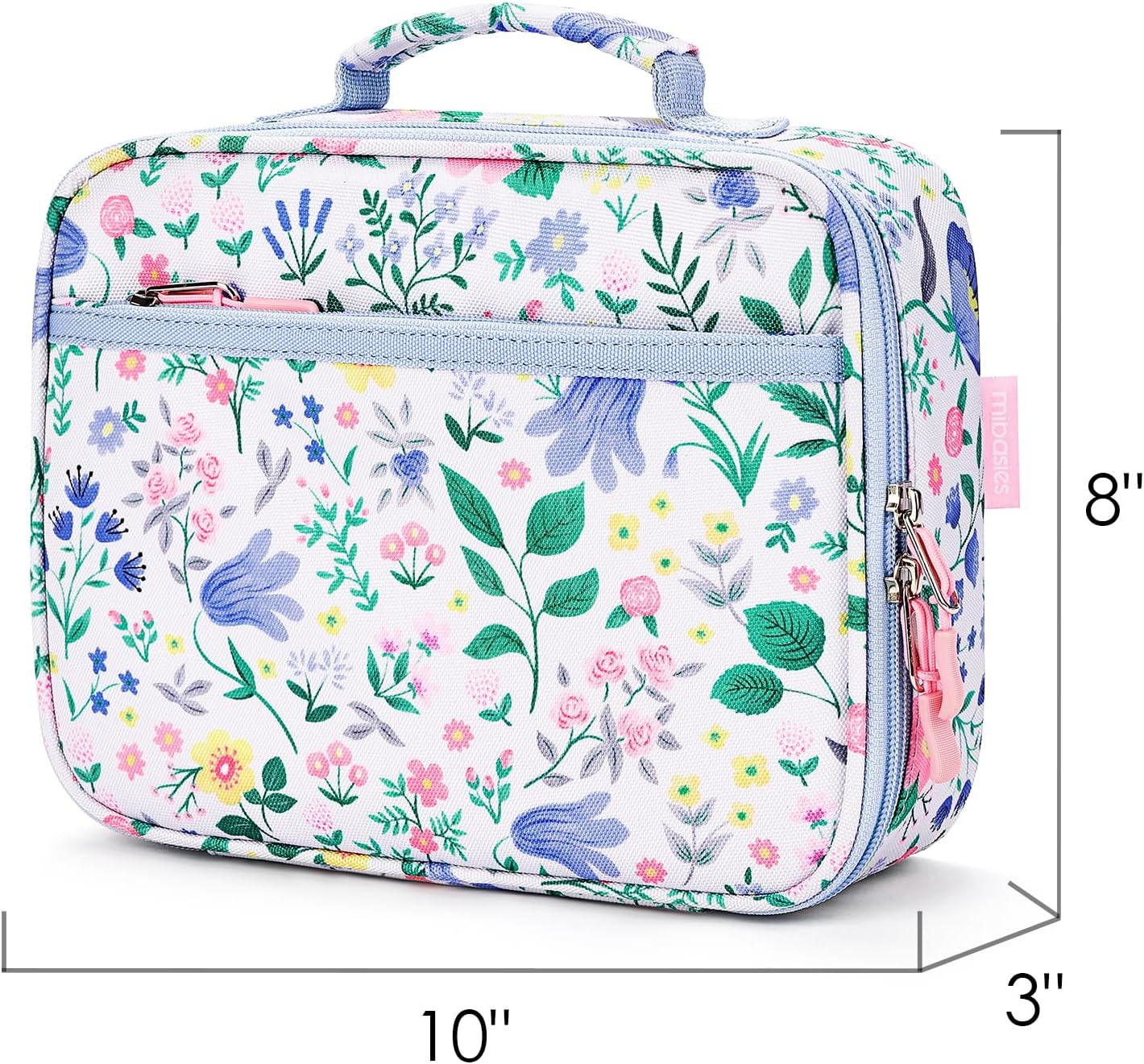 mibasies Kids Lunch Box for Girls Toddler, Insulated and Reusable Lunch Bag for School, Pink Rainbow