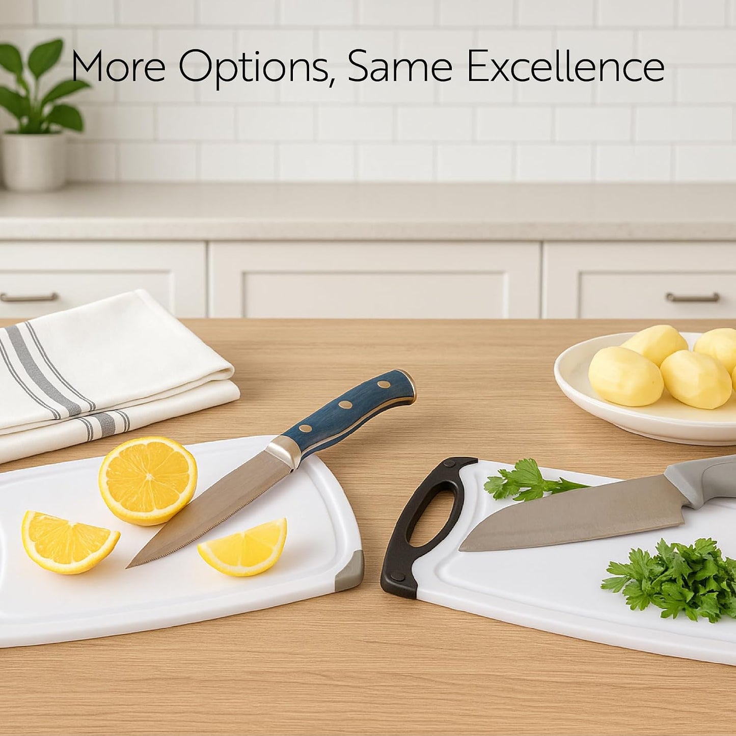 Restaurantware Cutting Board Set 15.7 x 9.6 x 1.1 Inches Plastic, Non-Slip Reversible Chopping Board Knife-Friendly Food Prep Board White