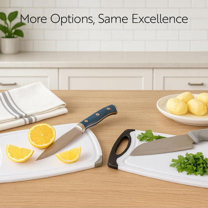 Restaurantware Cutting Board Set 15.7 x 9.6 x 1.1 Inches Plastic, Non-Slip Reversible Chopping Board Knife-Friendly Food Prep Board White