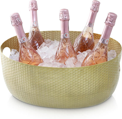 Gusto Nostro Large Beverage Tub for Parties - Metal Tub for Wine Bottles,Champagne,Beers - High Capacity Ice Bucket for Drinks - Extra Large Ice Buckets for Parties (22 qt) Outdoor Party Drink Bucket