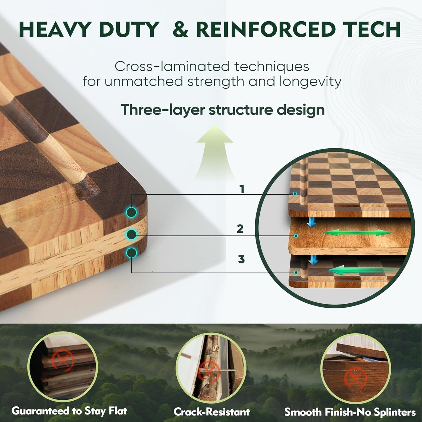 Heavy Duty Bamboo Cutting Board Set 3 Pack Non Toxic Juice Groove Charcuterie Board Book Wood Cutting Boards for Kitchen Solid End Grain Wood Chopping Board Large Butcher Block