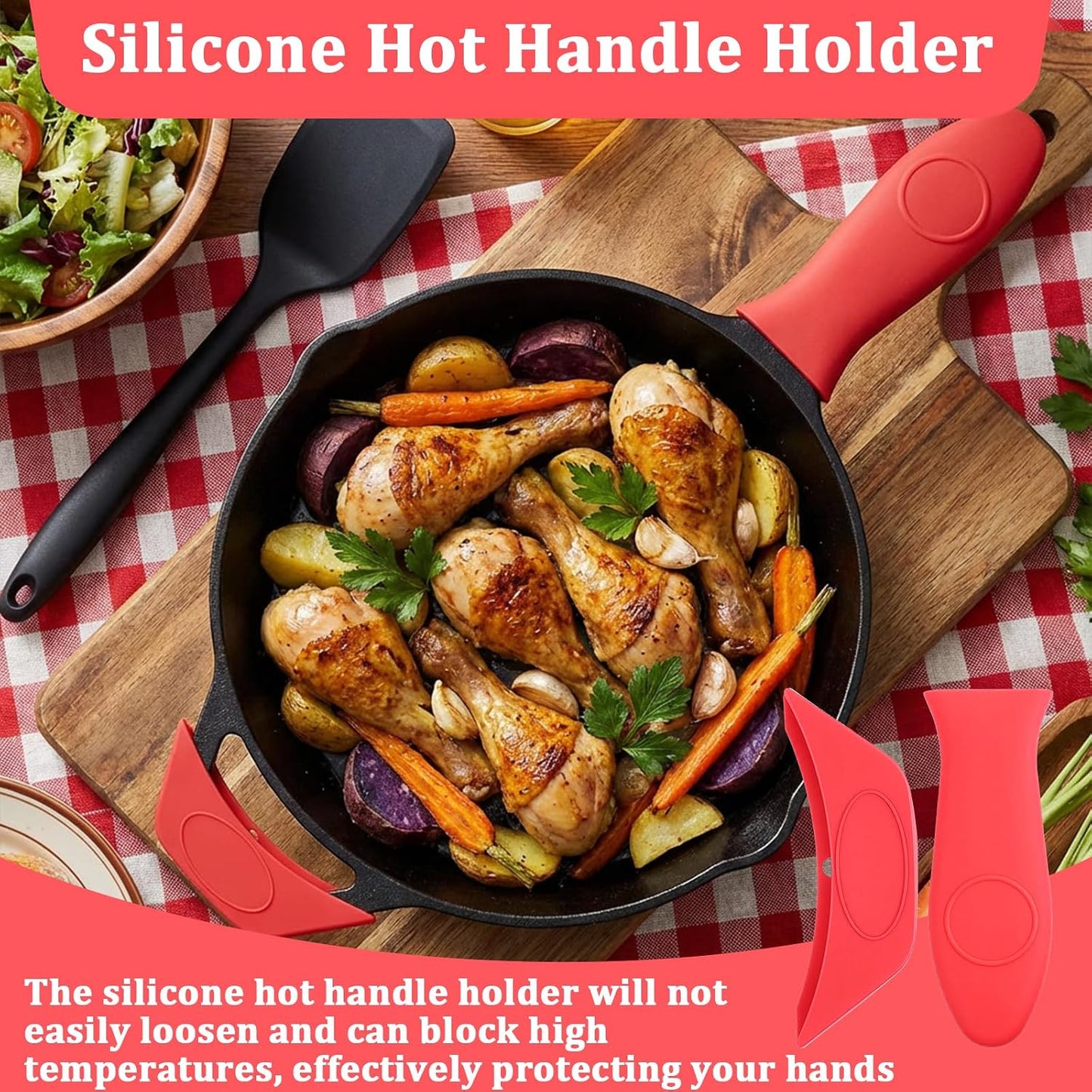 2Pcs Lodge Silicone Pan Handle Sleeve,Silicone Hot Handle Holder