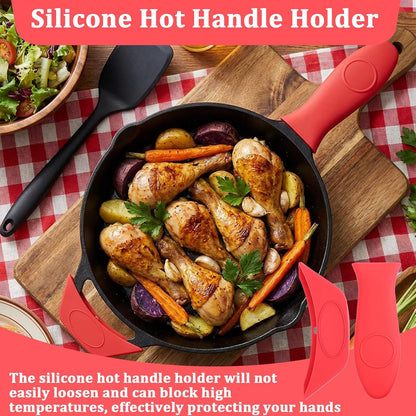 2Pcs Lodge Silicone Pan Handle Sleeve,Silicone Hot Handle Holder