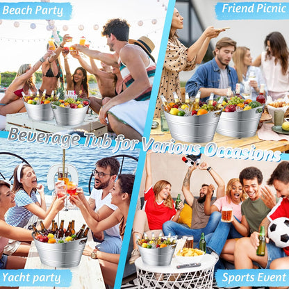 meekoo 6 Pcs Plastic Ice Buckets Bulk with Handles 4.5L Oval Storage Tub Large Capacity Ice Drink Bucket for Party Bar Wine Beer Champagne Beverage Bottle Cooler (4.5 L,Orange)