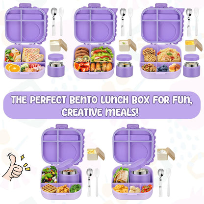 Lunch Box Kids, Leak Proof 5 Compartment Bento Box for Kids, 13oz Thermo for Hot Food Kids Lunch Box,Hot Lunch Box for School Travel