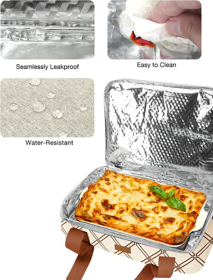 Casserole Carrier Bag, Single Insulated Food Bag, Hot Cold Lasagna Holder Tote for Picnic, Potluck or Travel, Lightweight Picnic Bag