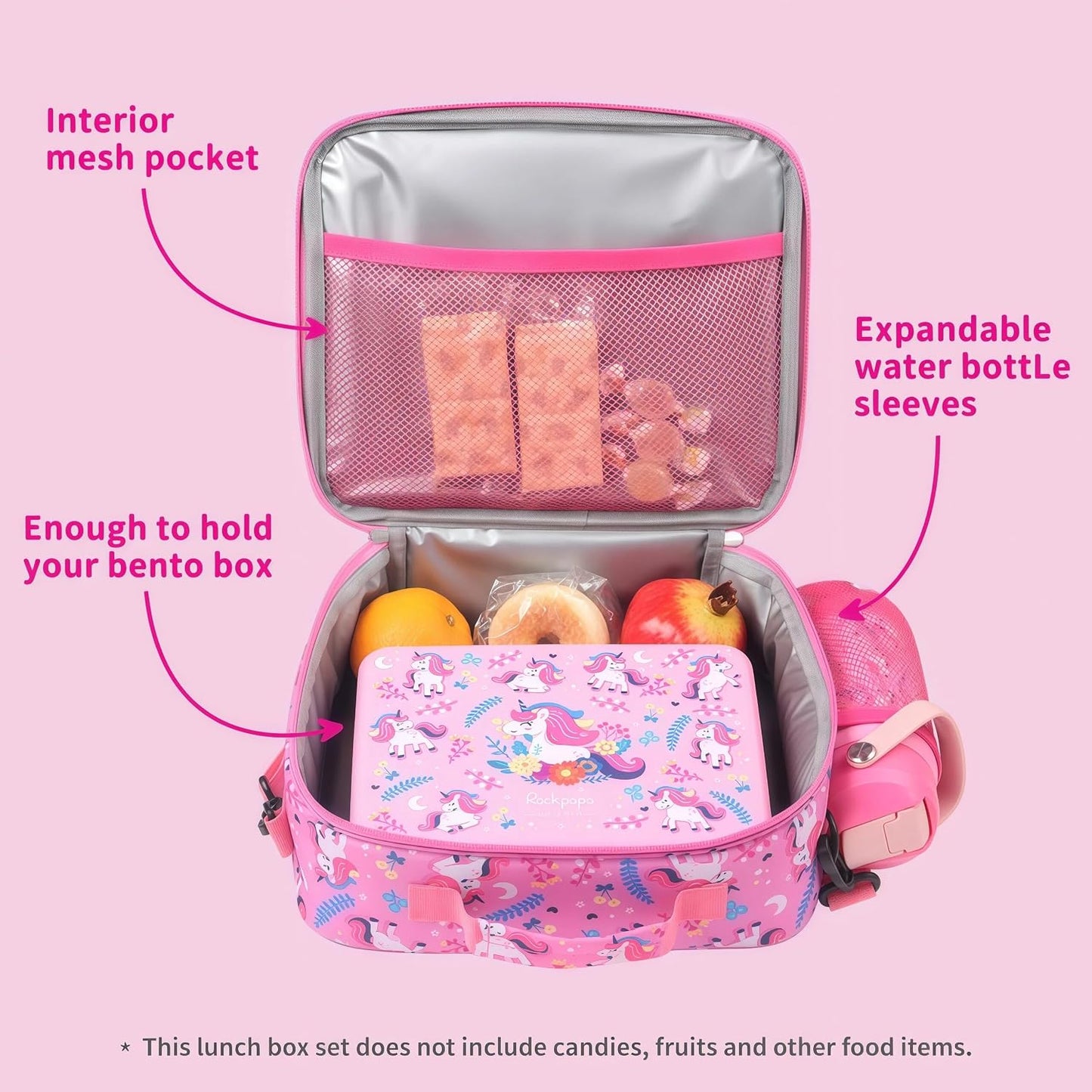 rockpapa Kids Lunch Box Set with 14oz Insulated Water Bottle & Lunch Bag, Leakproof 5.5 Cups Bento Box for School & Children, BPA-Free, Microwave Safe for Boys Girls (Grey Constr Turcks)