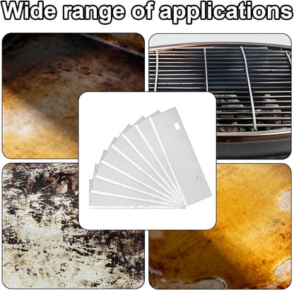 8pcs Grill Scraper Replacement Blades, 15.1x4.4cm/5.94x1.73in Stainless Steel Blades Griddle Cleaning Kit Tool for Griddle & BBQ Grill Scraper