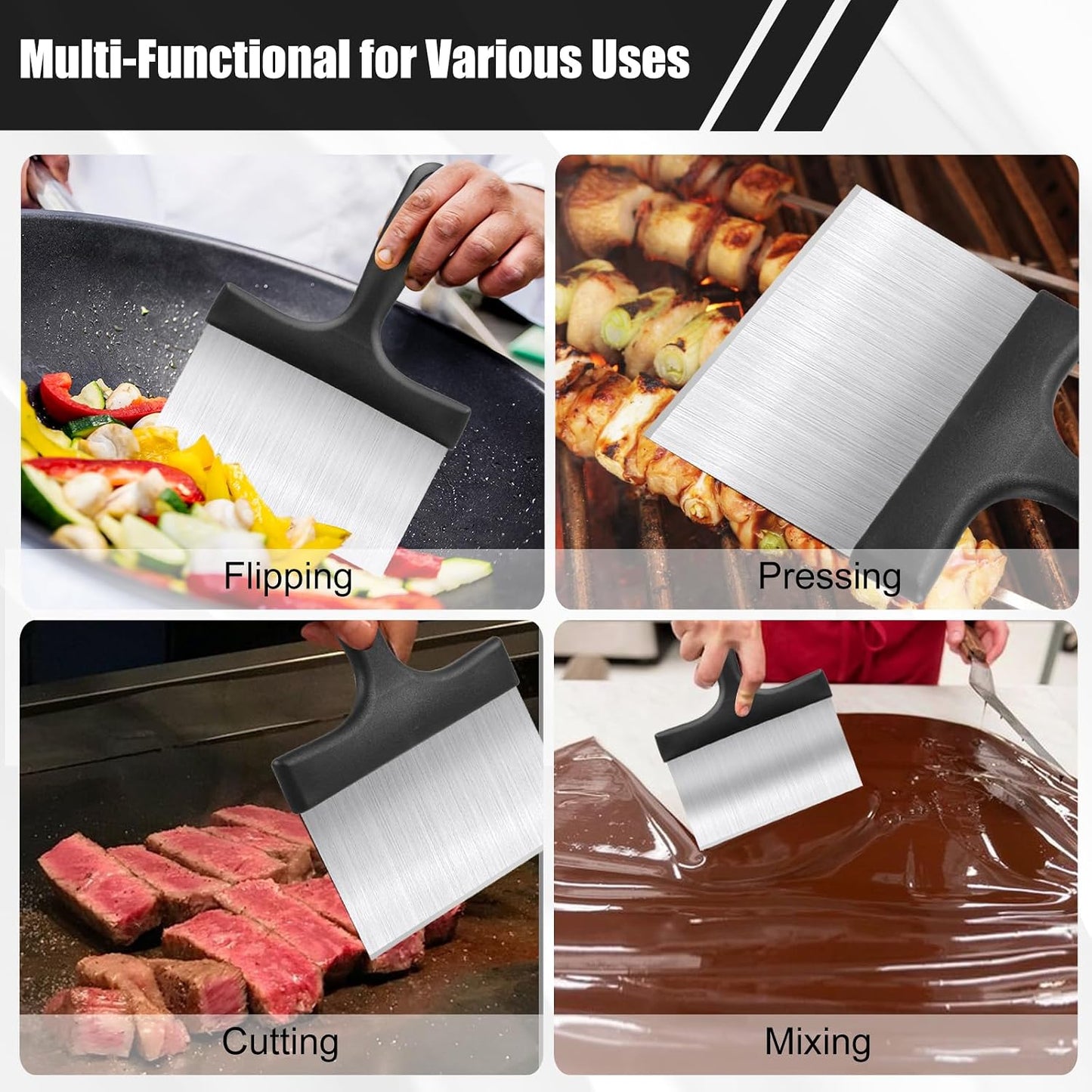 Bench Scraper,Dough Scraper,Premium Stainless Steel Dough Cutter with Measuring Scale,Multi- Purpose Food Scraper for Pastry,Cake,Pizza,Bread,Cooking
