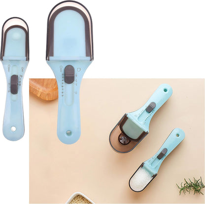 Kare & Kind 2x Adjustable Measuring Cups/Spoons - Large and Small - Imperial and Metric - Oz, Ml, Cups, Tbsp, Tsp - Adjustable Space Saving Kitchen Tool for Cooking and Baking - Wet and Dry