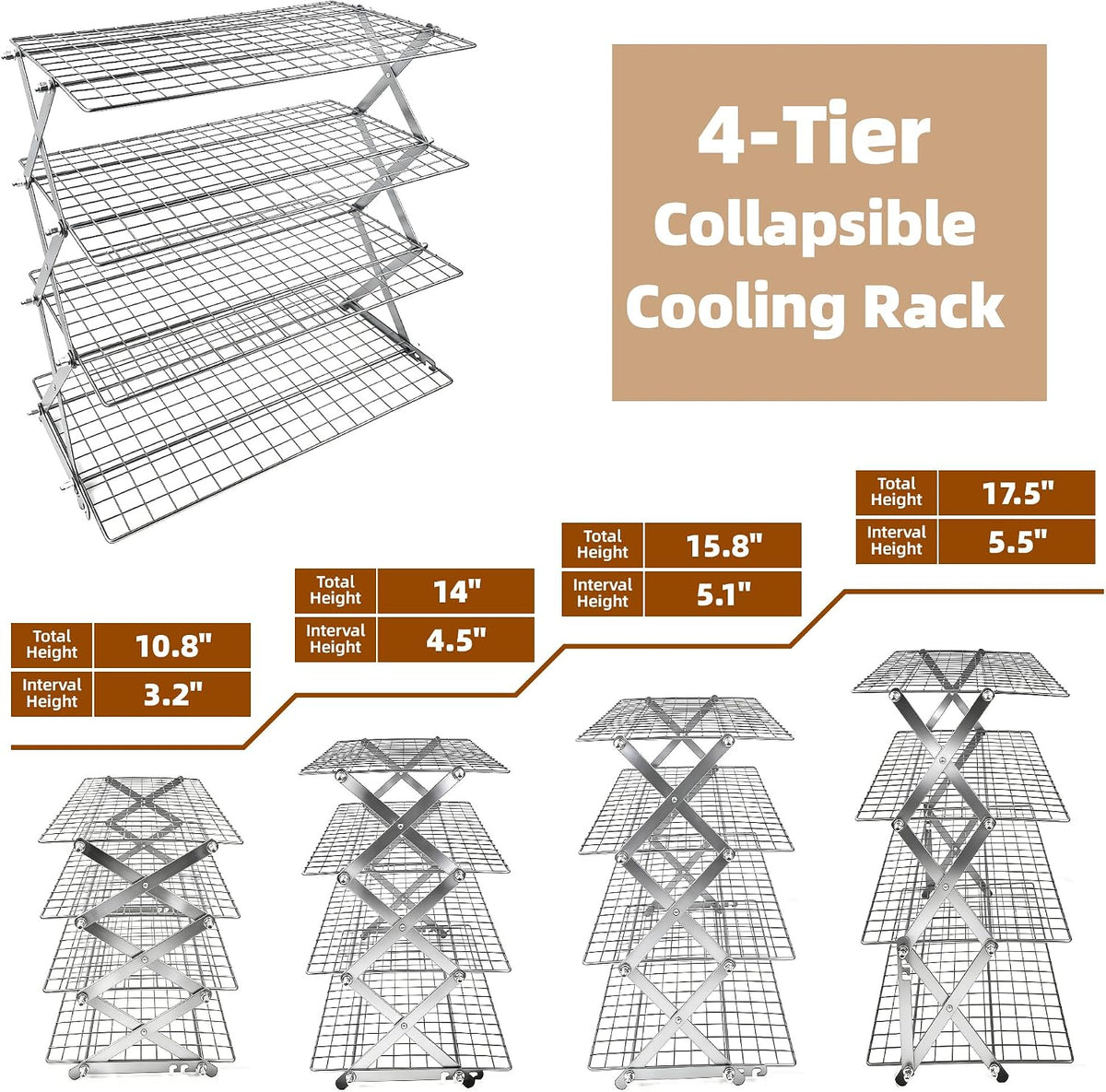 3 Tier Collapsible Cooling Rack Sourdough Cooling Rack 17"x10"