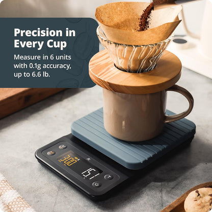 Greater Goods Coffee Scale with Timer, 0.1g Precision for Espresso & Matcha