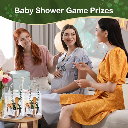 55Pcs Baby Shower Prizes for Game Winners 6 Sets Charcuterie Board with Spoons Butter Spreaders Forks Plaid Towel Thanks Card and Gift Bags for Bridal Shower Favors Party (Heart Shaped)