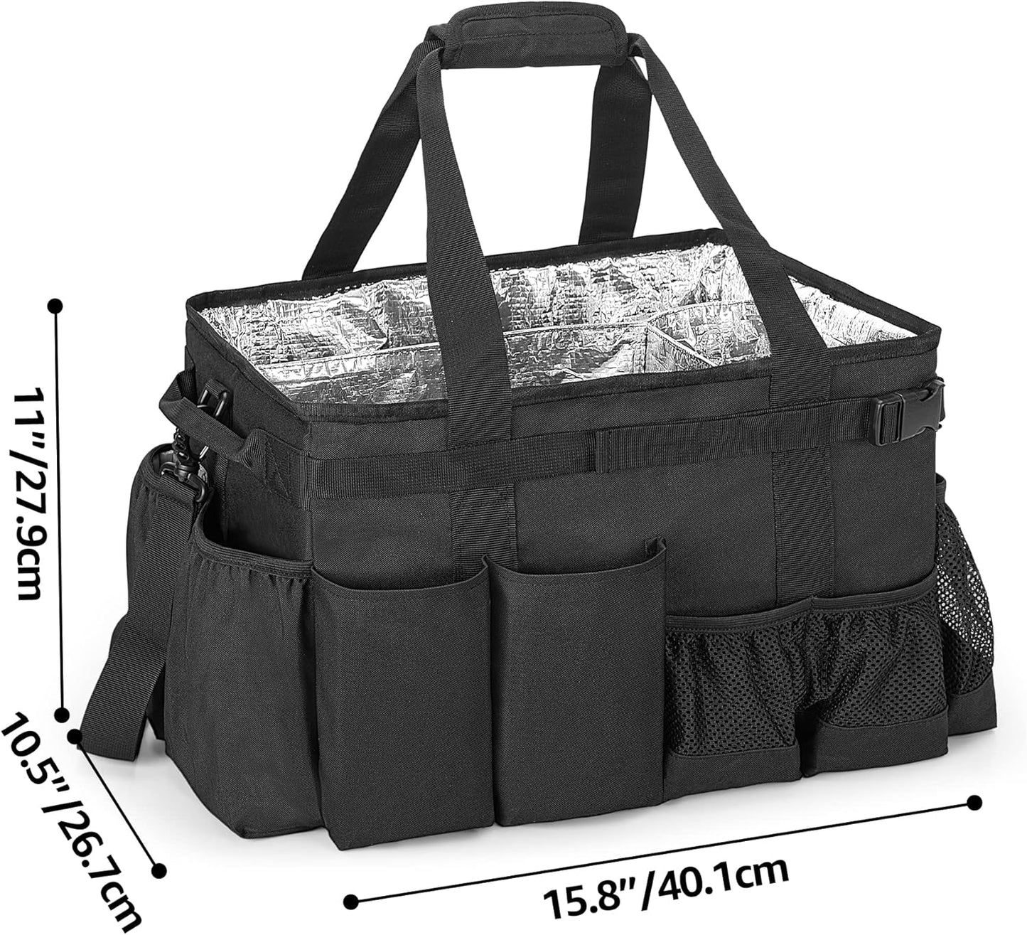 HODRANT Large Grill Utensil Caddy with Paper Towel Holder, Outdoor Picnic Bag Organizer for BBQ Supplies Tool, Tailgating Accessory Basket Camping Gear Must Haves for Cook Essentials, Black, Bag Only