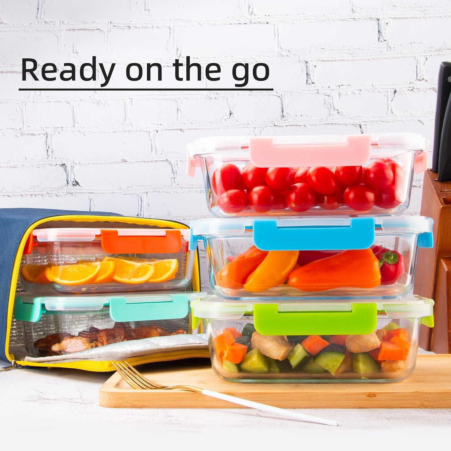 5 Pack Glass Meal Prep Containers 3 Compartment with Lids, Divided Glass Storage Containers with Silicone Sleeve for Lunch, Leak-Proof Portion Control Food Containers, Dishwasher Safe, 34 oz