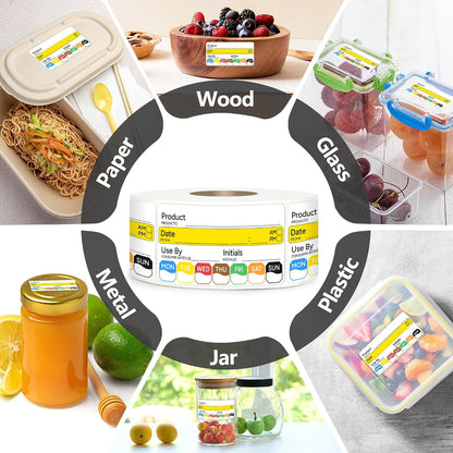500 Pcs 1 inch X 2 inch Restaurant Quality Shelf Life Food Rotation Labels, Self-Adhesive Removable for Reusable Containers, Food Safety Date Sticker, Leftover Labels (1 * 2in-500pc-Yellow6)