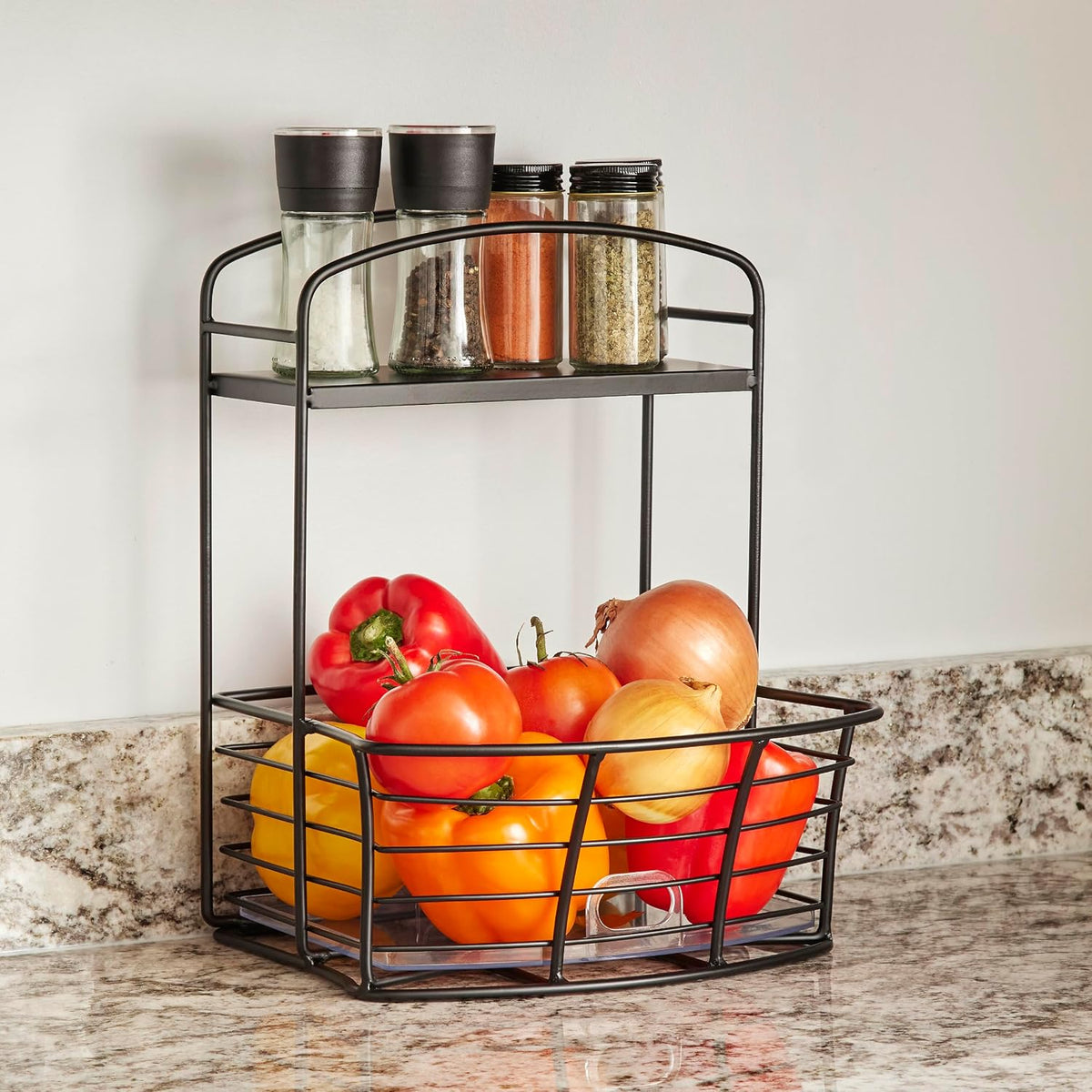 Polder Countertop Storage Bin with Shelf