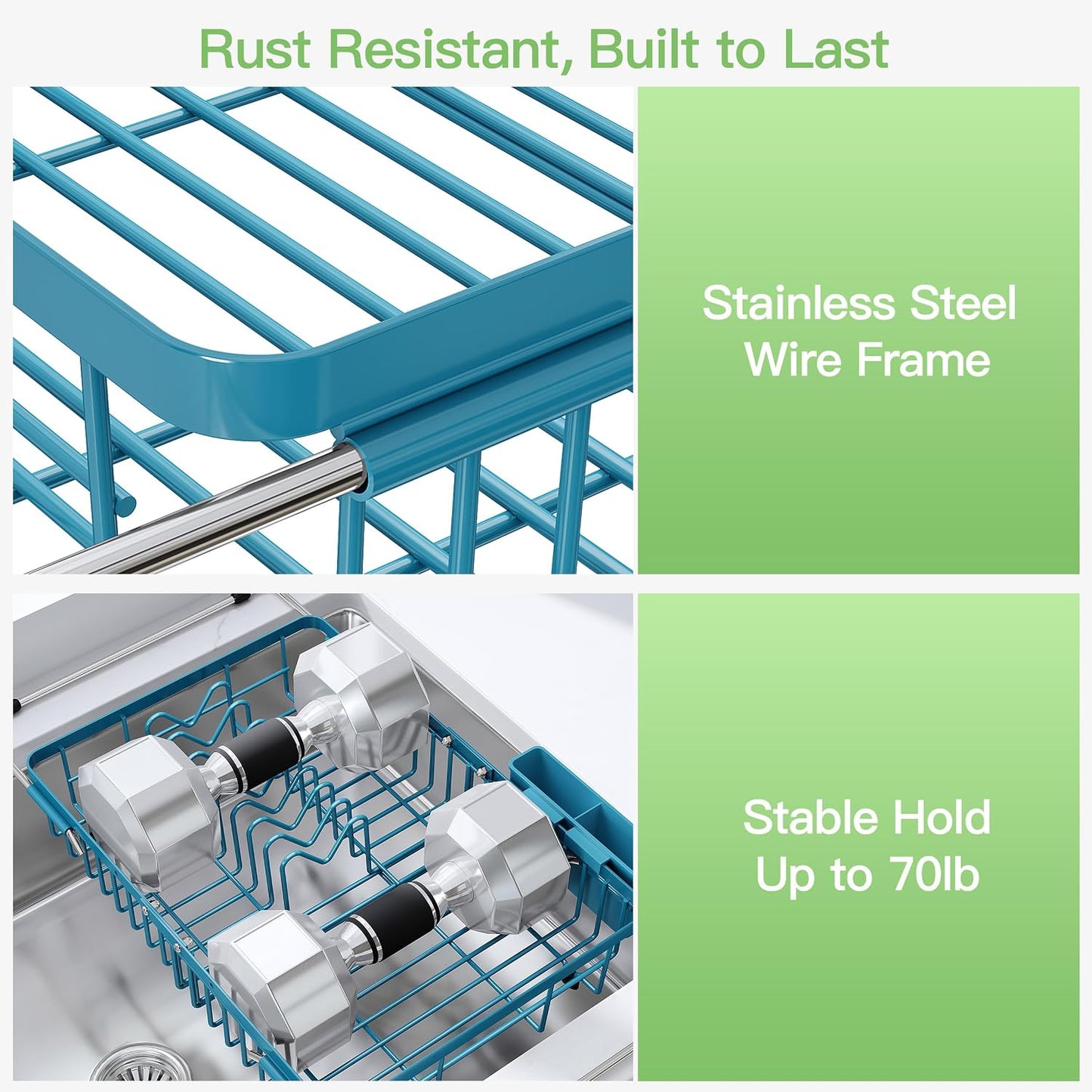 JASIWAY Dish Drying Rack in Sink, Dish Drainer with Cup and Utensil Holder