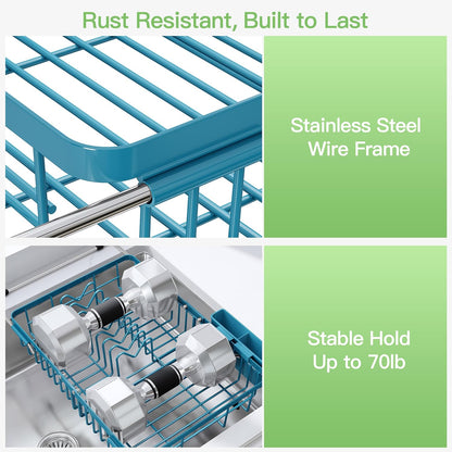 JASIWAY Dish Drying Rack in Sink, Dish Drainer with Cup and Utensil Holder