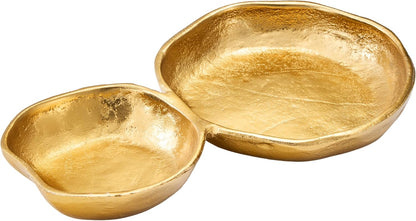Cluster of 10 Round Serving Bowls Gold Clusters Decorative Elegant Snack Tray for Olives, Chip & Dip, Nuts, Appetizers & Entertaining Strong Brass & Enamel Home Decor Gifts, Parties & Weddings 20.5"