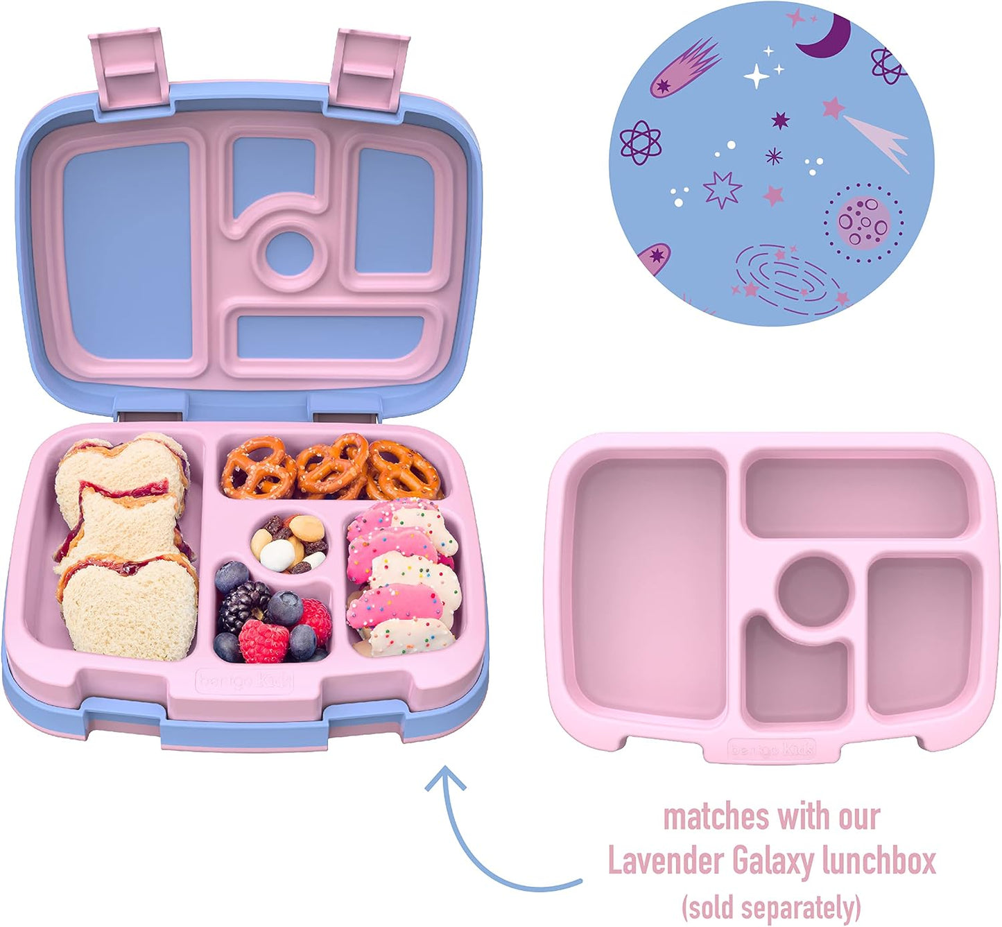 Bentgo® Kids Prints Tray with Transparent Cover - Reusable, BPA-Free, 5-Compartment Meal Prep Container with Built-In Portion Control for Healthy Meals At Home & On the Go (Mermaids in the Sea)
