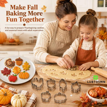 7 Pcs Mini Fall Cookie Cutter Set, 2.0 Inch, Dishwasher Safe