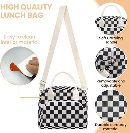 RLGPBON Insulated Lunch Bag Teen Girls, Preppy Lunch Box Large Insulated Lunch Bag Reusable Lunch Tote Bag, Preppy LunchBag for Girls School Travel Picnic