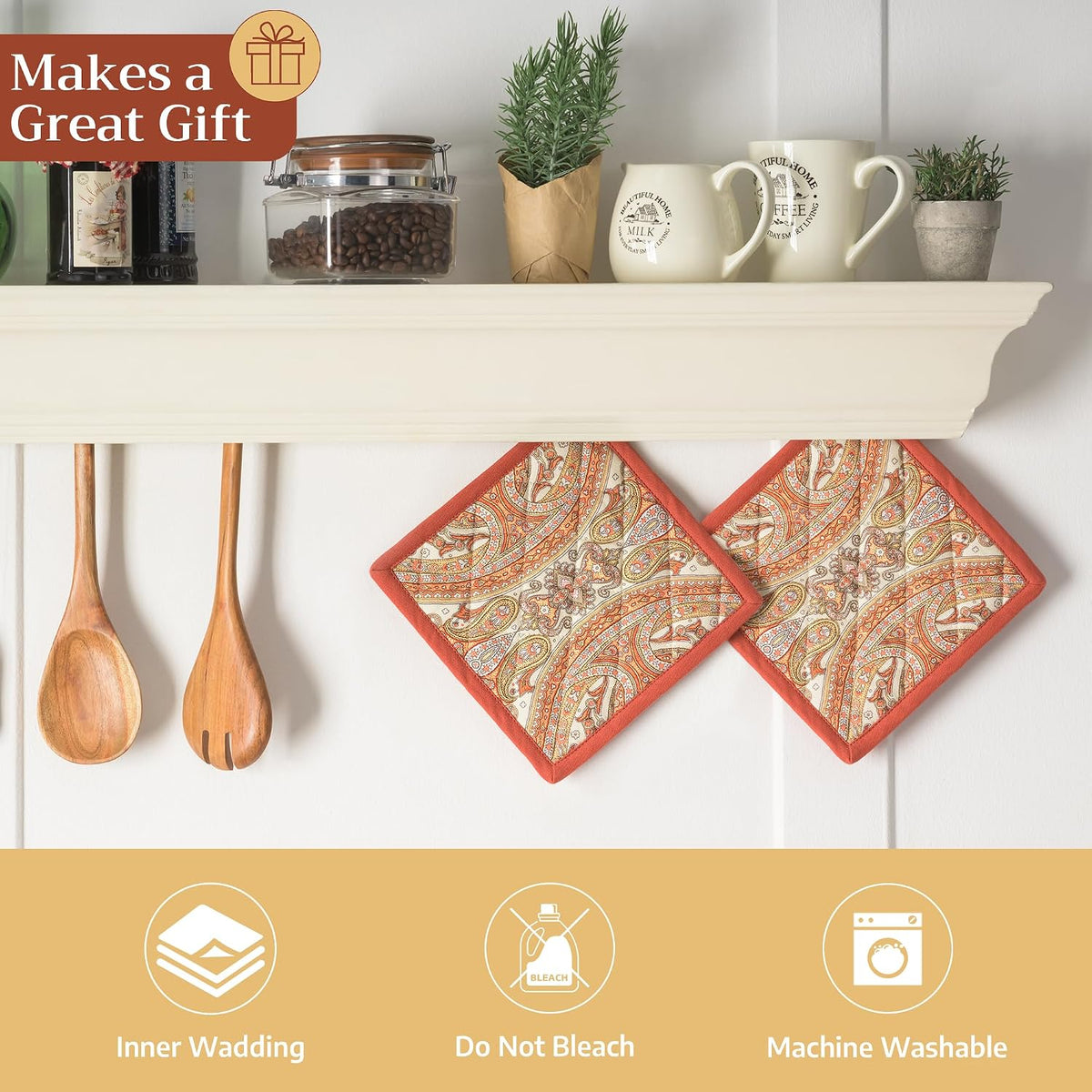 Maison d' Hermine Pot Holders 100% Cotton Potholders (8" x 8") - Colors A
