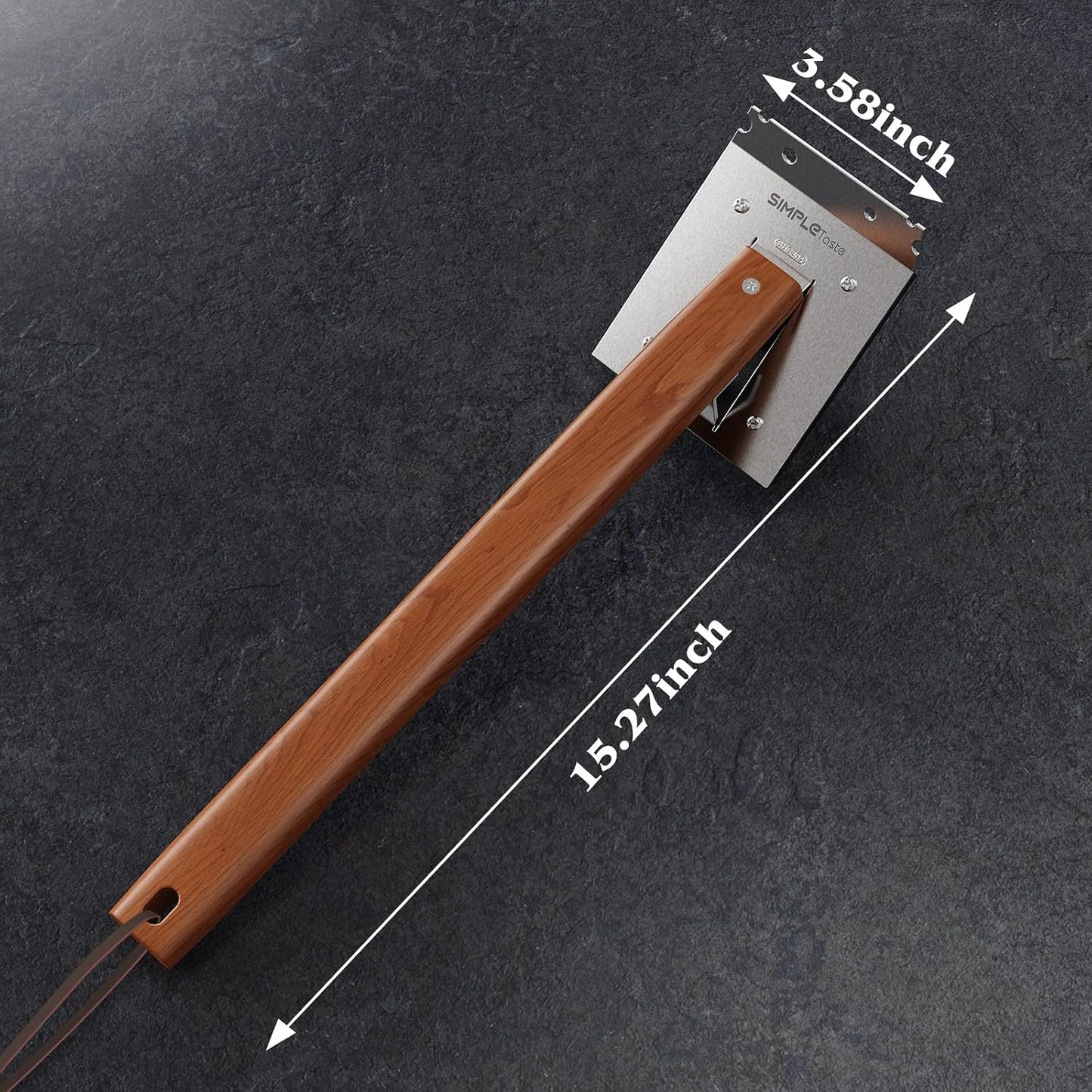 SIMPLETASTE Grill Brush and Scraper for BBQ, Durable & Effective, Replaceable Stainless Steel Head, Wooden Handle Wire Grill Brush for Outdoor Grill, Barbecue Accessories