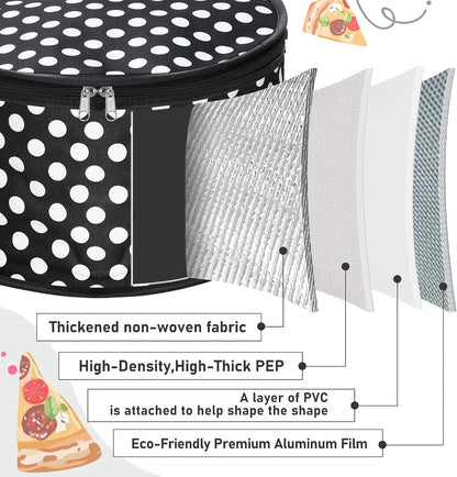 Pickmesh Round Pie Carrier 12 x 7 Inch Insulated Casserole Carriers with Lid and Detachable Handle for Hot or Cold Food Cake Transport Thanksgiving Christmas Gift(Cyan White Zigzag)