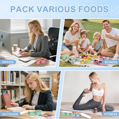 Snack Pack Containers for Kids, 5 Pack Reusable Snack Containers with Lids, 2 Compartment Small Bento Snack Box, BPA-Free, Lunchbox Accessories for Travel