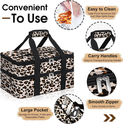 Insulated Casserole Carrier, Portable Casserole Carrier for Hot or Cold Food Lunch Tote Warmer or Cooler Bag, Lasagna Lunch Bag for Potluck Parties- Fits 9" x 13" Baking Dish-Charcoal Grey