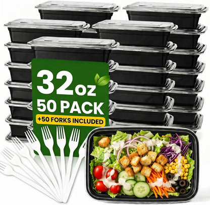 Meal Prep Containers 24oz-100 Pack (200-Piece) Reusable Food Storage Containers with Lids Microwave, Freezer, Dishwasher Safe - Leakproof & BPA Free Durable Plastic Bento Box for To Go Take Out