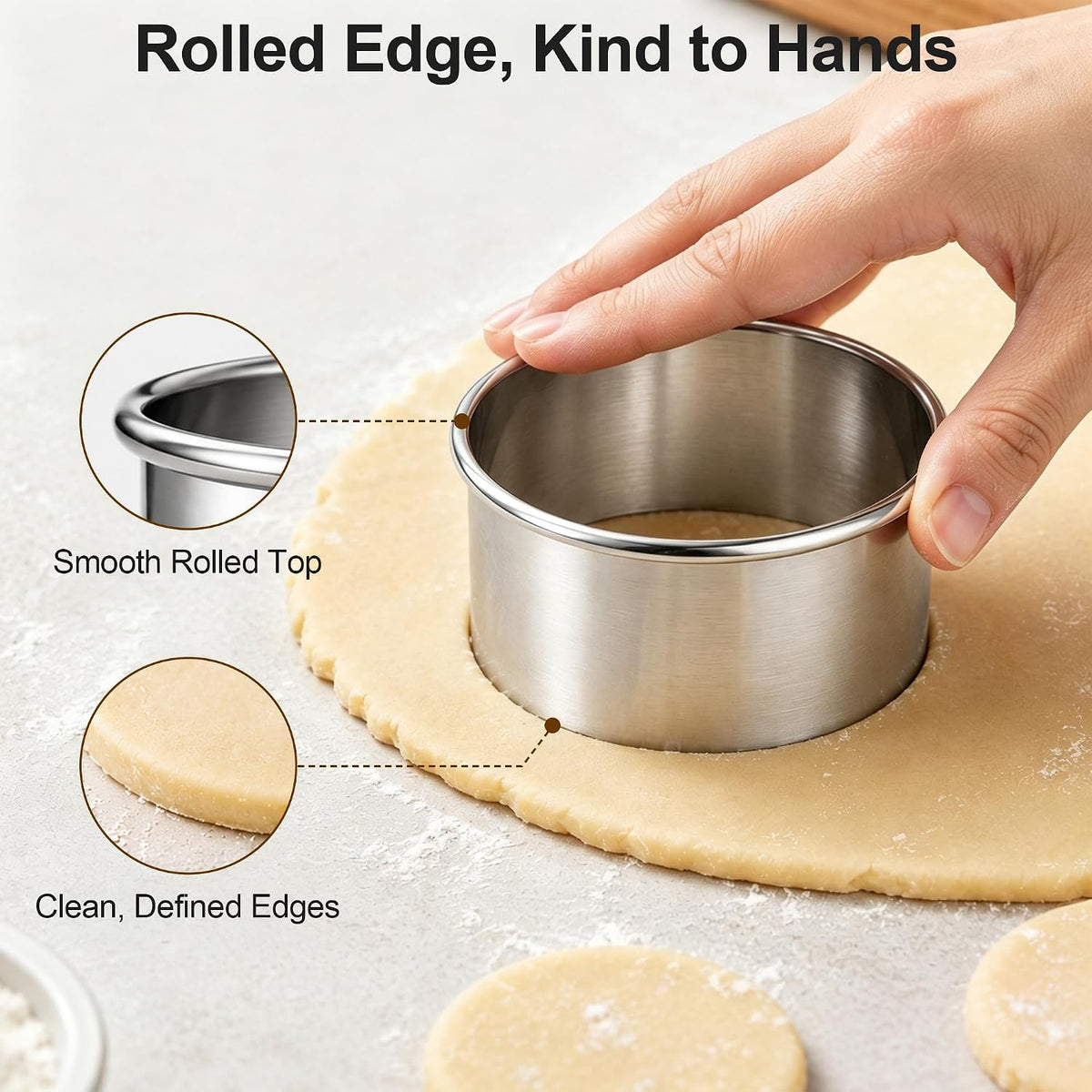 HOOMIL 12 Pcs Round Cookie Cutters, 1 to 4.5 Inch Graduated Set