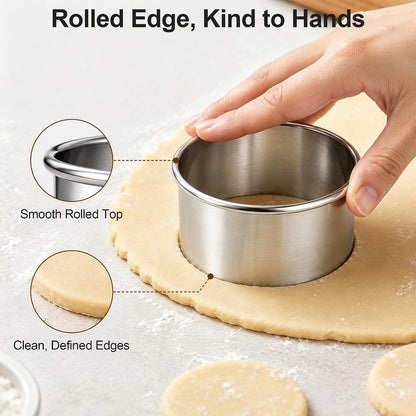 HOOMIL 12 Pcs Round Cookie Cutters, 1 to 4.5 Inch Graduated Set