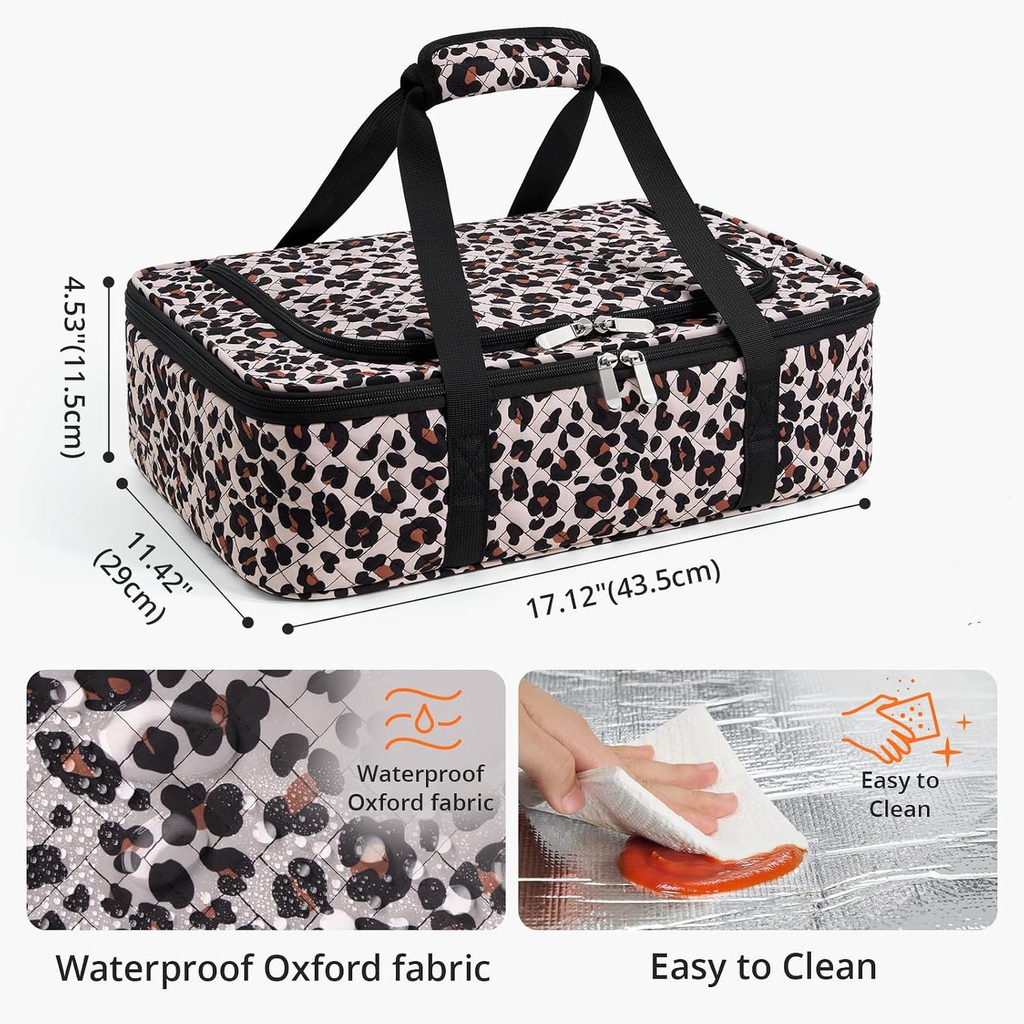 Insulated Casserole Carrier - Portable Casserole Carrier for Hot or Cold Food, Lasagna Holder for Parties,Picnic,Cookouts,Traveling - Fits 9" x 13" Baking Dish (Beige)
