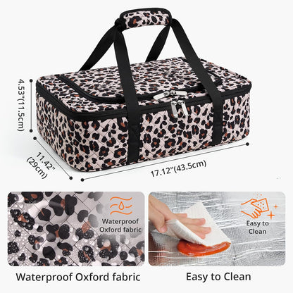 Insulated Casserole Carrier - Portable Casserole Carrier for Hot or Cold Food, Lasagna Holder for Parties,Picnic,Cookouts,Traveling - Fits 9" x 13" Baking Dish (Beige)