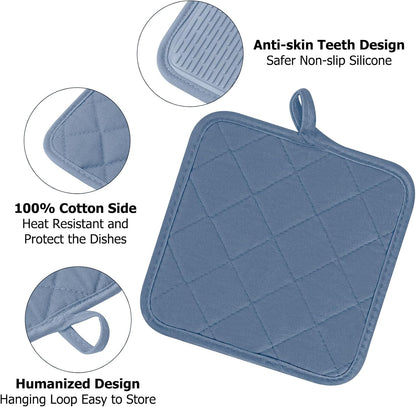 Goldmeet Mini Oven Mitts 2-Pack, 7"x5.5", 500°F Silicone Grip, Gray
